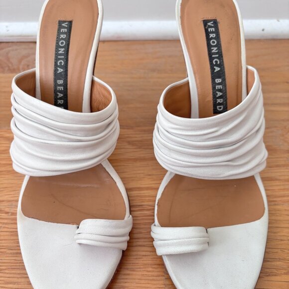 Veronica Beard Orla Napa Leather Sandals in Eggshell - Picture 6 of 10